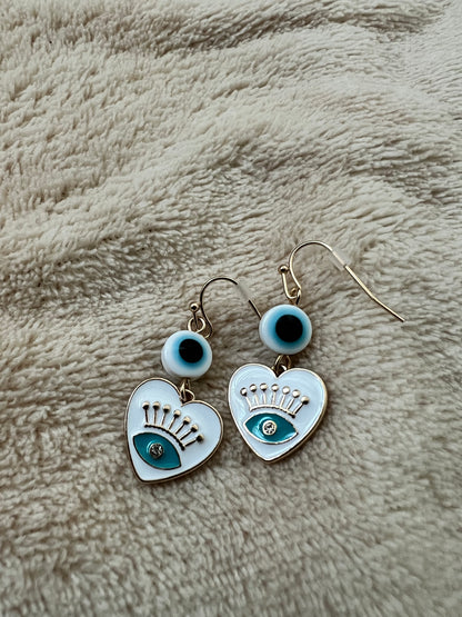 “EVIL EYE” heart shaped earrings