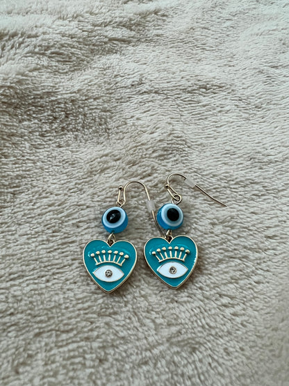 “EVIL EYE” heart shaped earrings